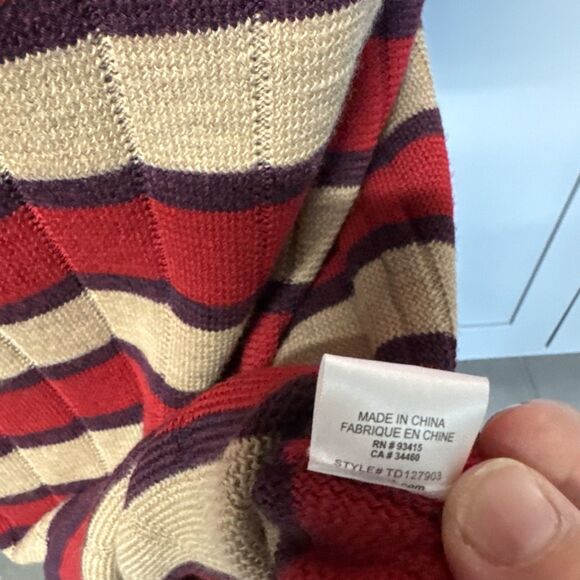 Trina Turk Midi Sweater Dress Womens Large‎ Marino Wool  Long Stripped Tie - Picture 6 of 12